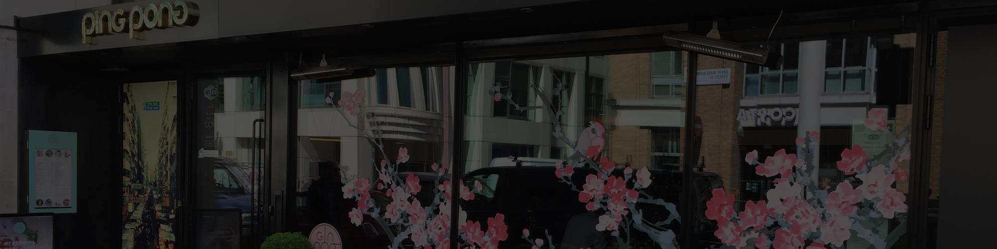 vinyl design on window for ping pong