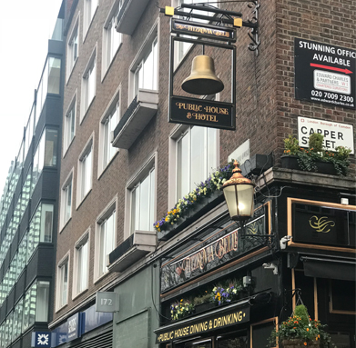 hanging signage for pub